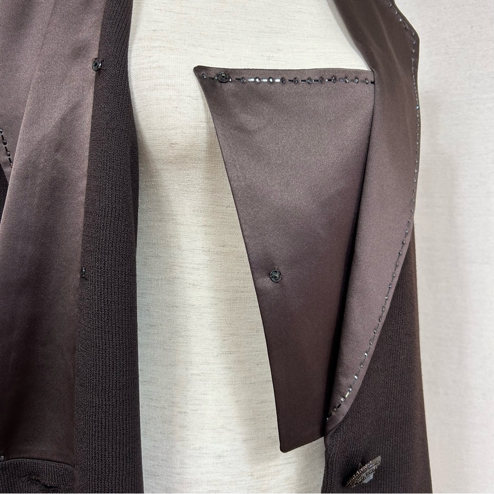 St. John Evening Classic Brown Wool Blend Knit Blazer Jacket Sz. 10 - Picture 6 of 10